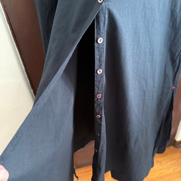 Natural Life | Drew 100% Cotton Button Down Duster Maxi Shirt Dress Black Medium - Picture 6 of 10
